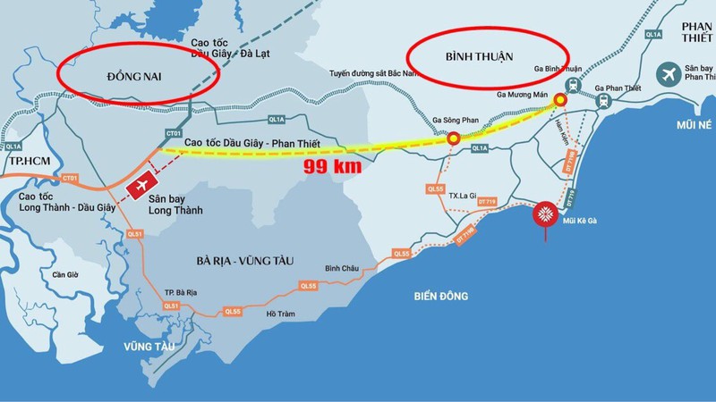 Cao tốc Phan Thiết - Dầu Giây là dự án thành phần của dự án đường cao tốc Bắc - Nam cửa ngõ phía đông.